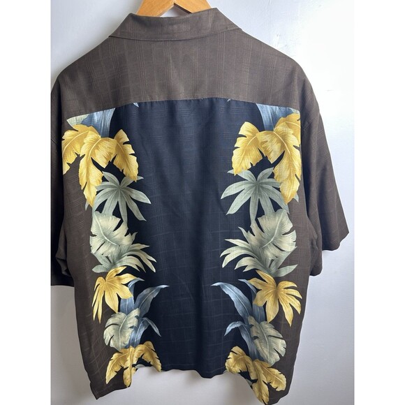 Tommy Bahama Shirt Mens XL Black Brown 100% Silk Hawaiian Aloha Floral Print - Picture 4 of 11
